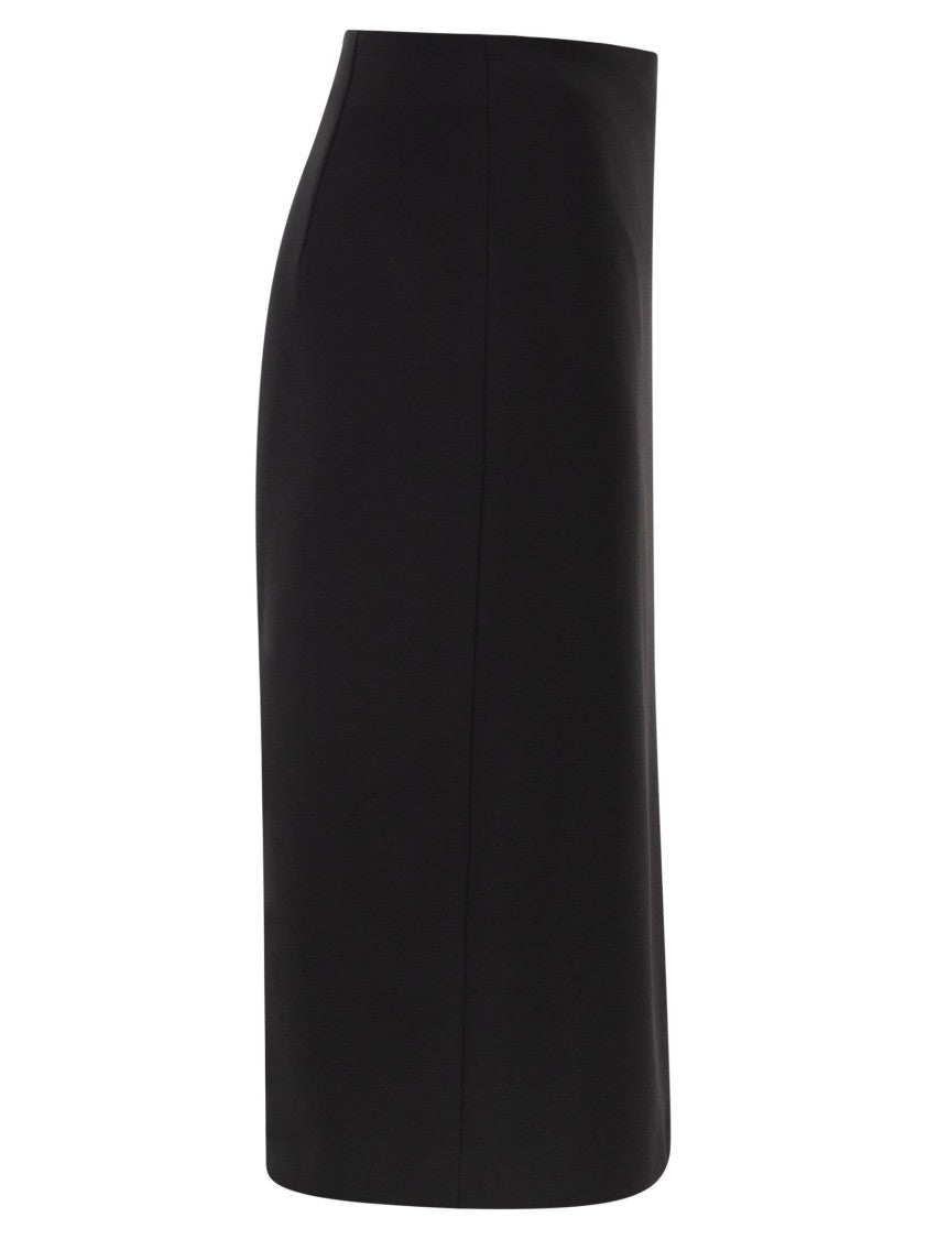 Elisabetta Franchi Double Stretch Crepe Skirt With Logo Details