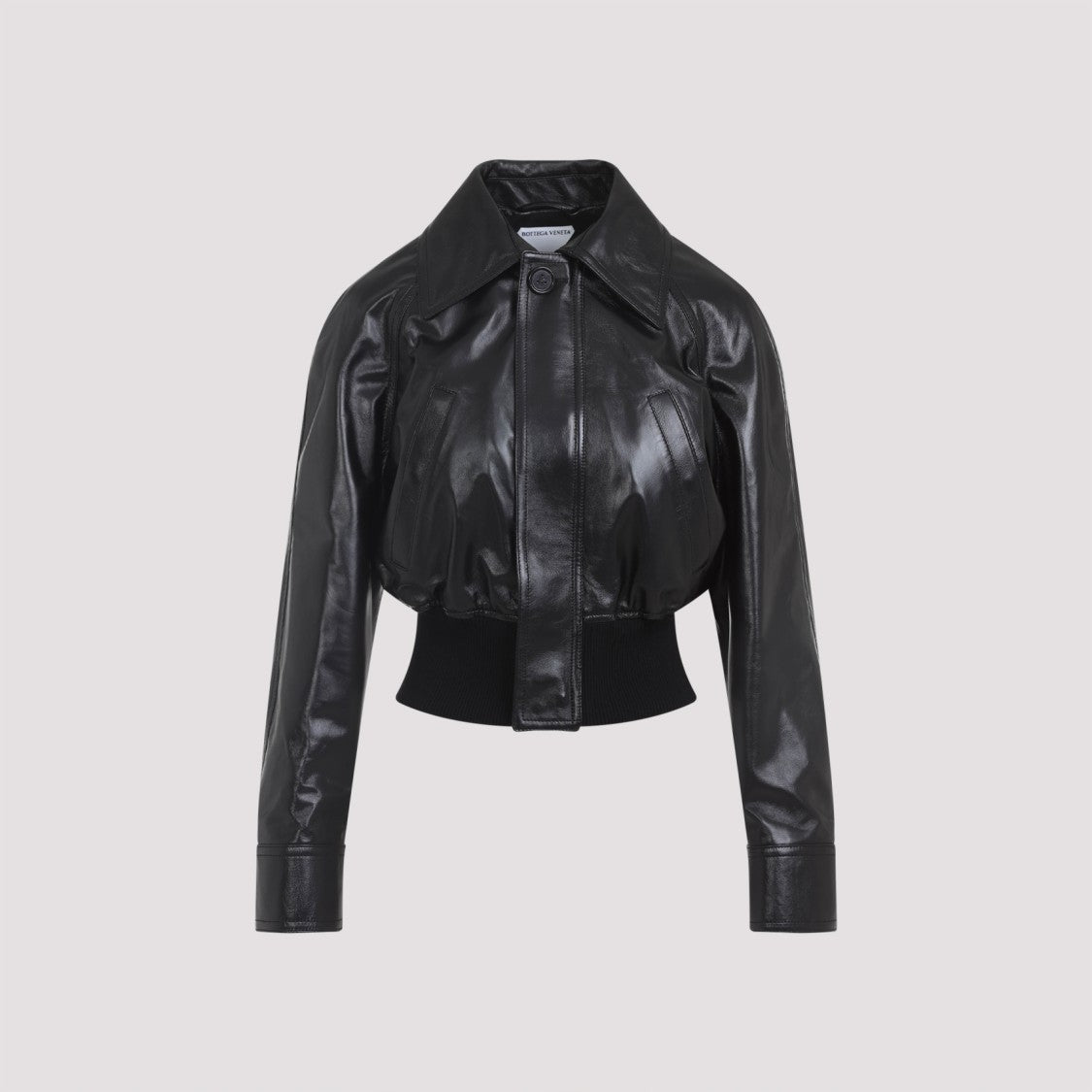 Bottega Veneta Short Bomber Black Lamb Leather Jacket
