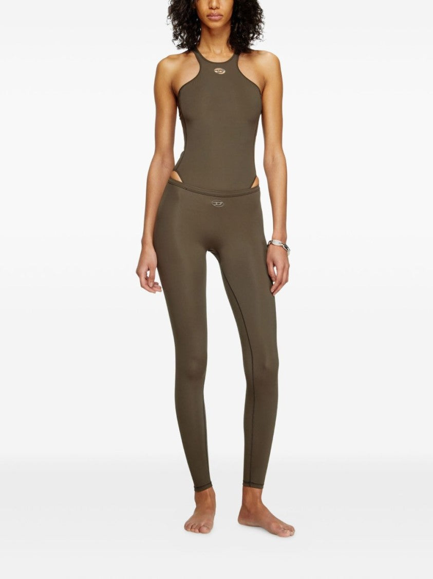 Diesel High-Waisted Green Trousers With Streamlined Silhouette