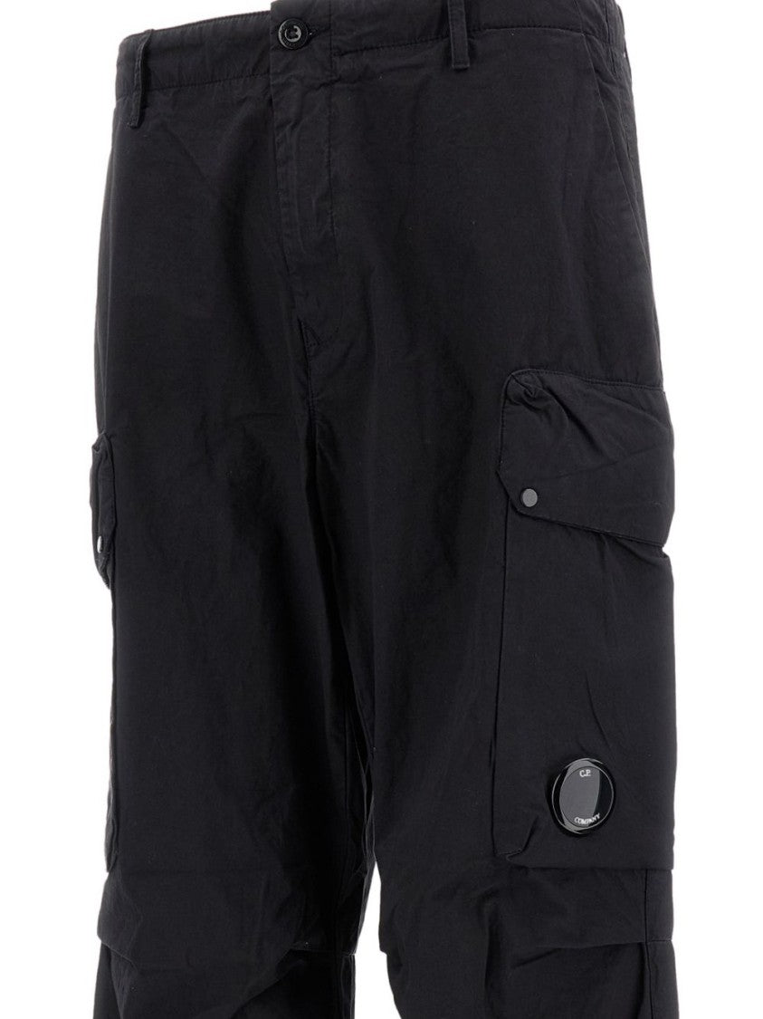 C.P. Company Utility Black Shorts With Tailored Fit And Multiple Pockets