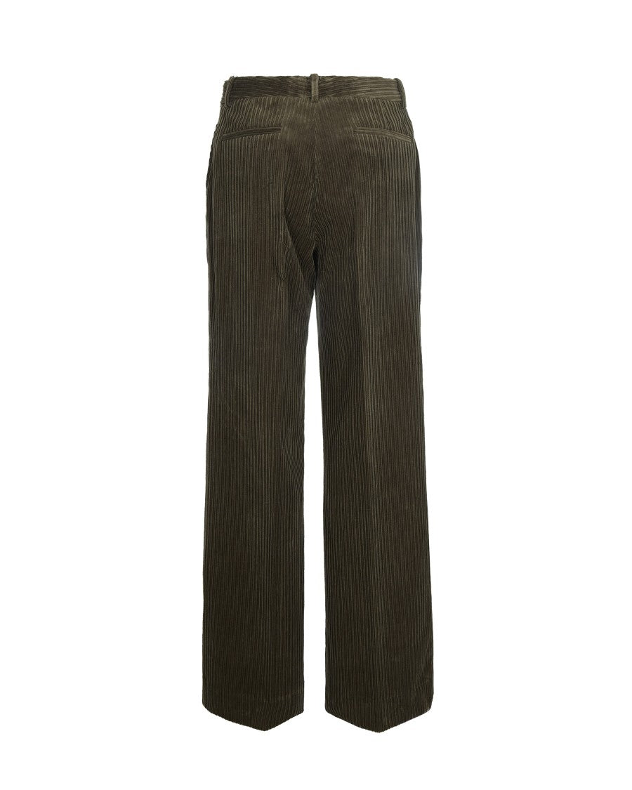 P.A.R.O.S.H. Ribbed Velvet Trousers With Front Pleats