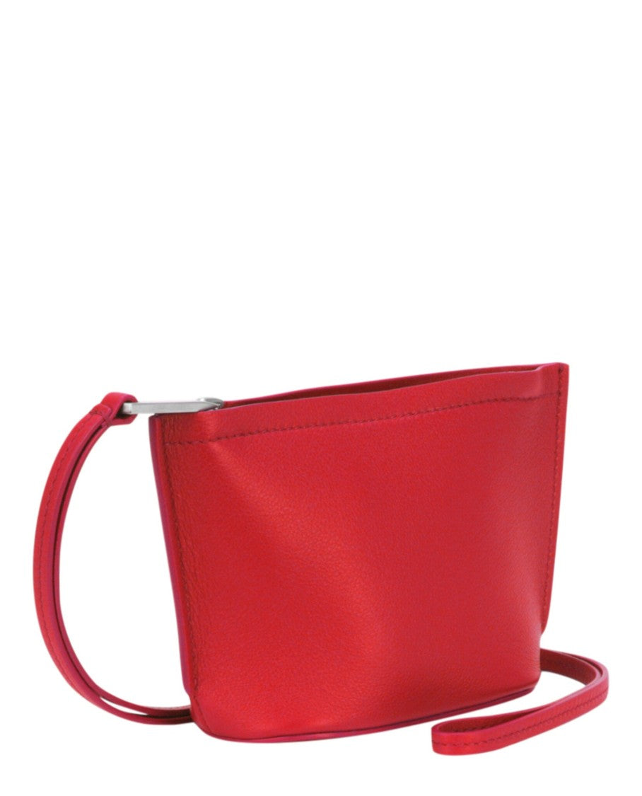 Ferragamo Pebbled Leather Micro Logo Pouch With Extended Strap