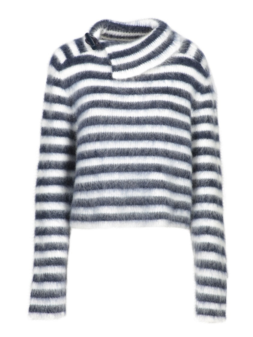 Jacquemus Cropped Striped Knit Sweater With Mohair Blend And Design