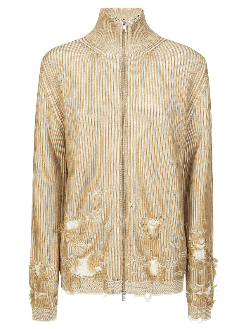 Mm6 By Maison Margiela Sports Jacket Ribbed Frayed Holes Jacket