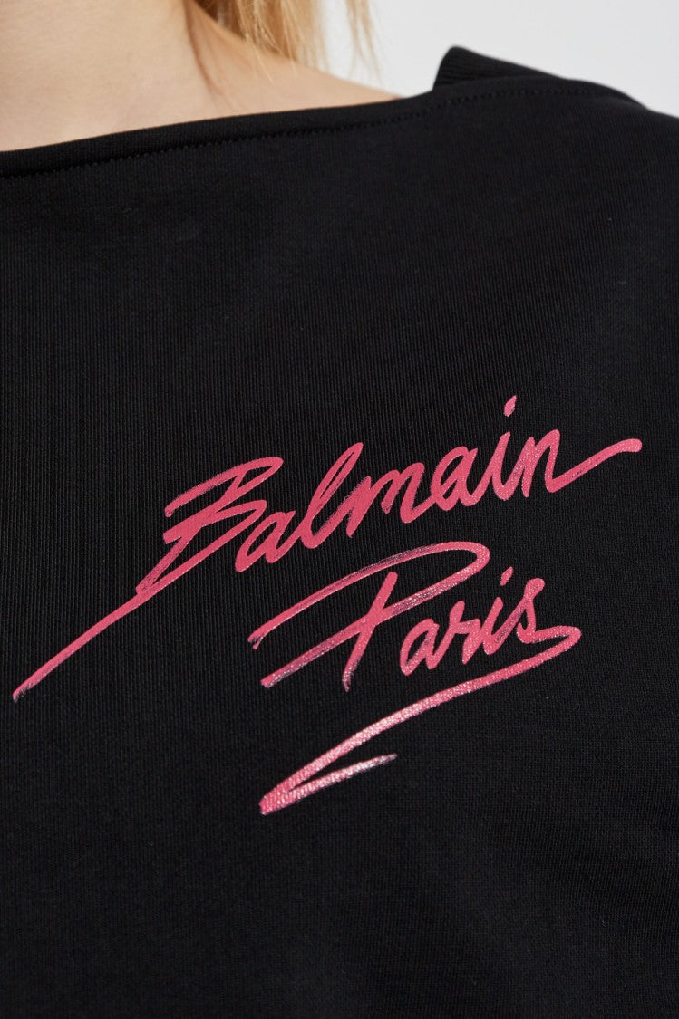 Balmain Black Sweatshirt With Hand-Written Logo Detail