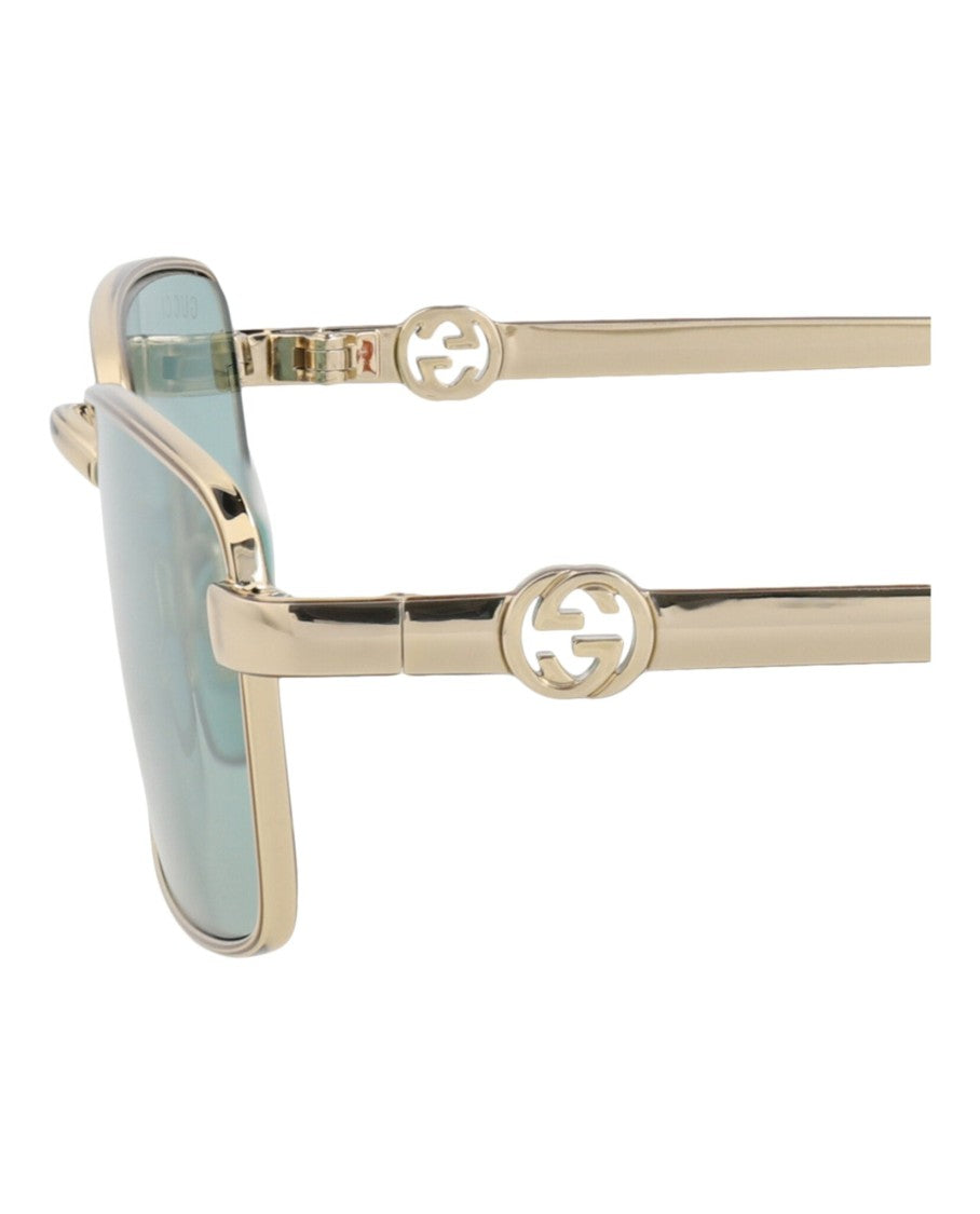 Gucci Square-Frame Metal Sunglasses