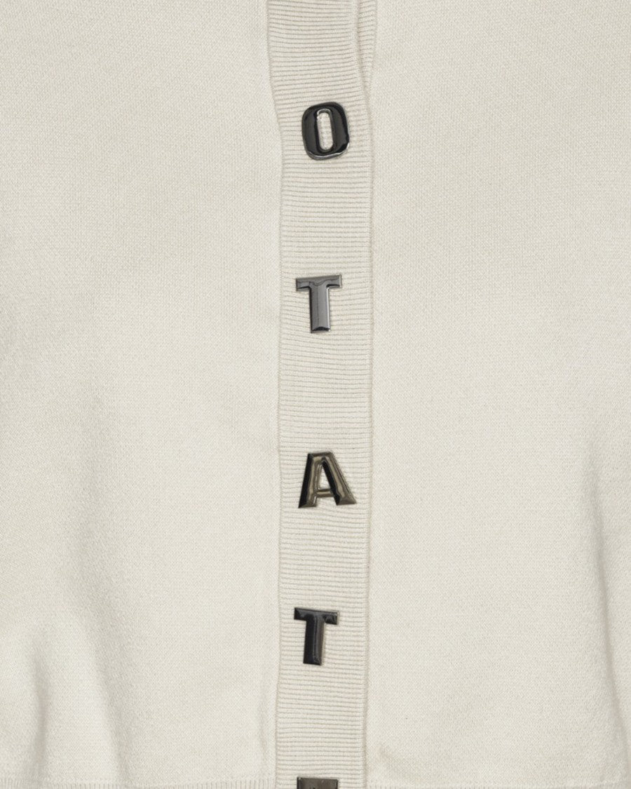 Rotate Cropped Firm Knit Cardigan With Ribbed Edges