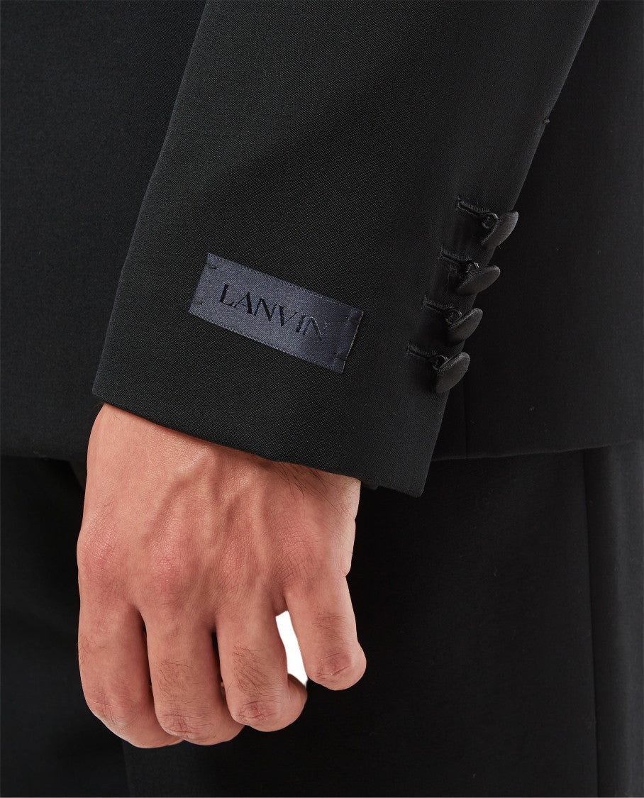 Lanvin Sleek Black Wool Tuxedo Jacket With Flap Pockets
