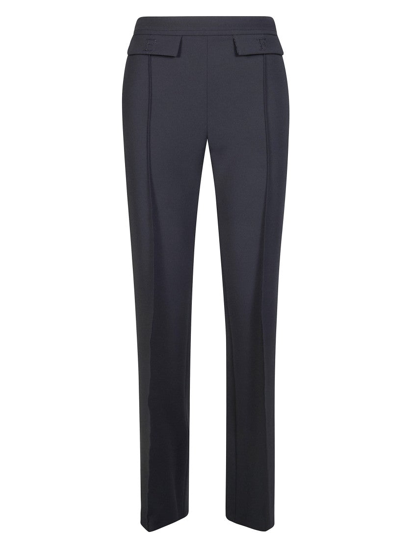 Elisabetta Franchi High Waist Pleated Flap E Trousers