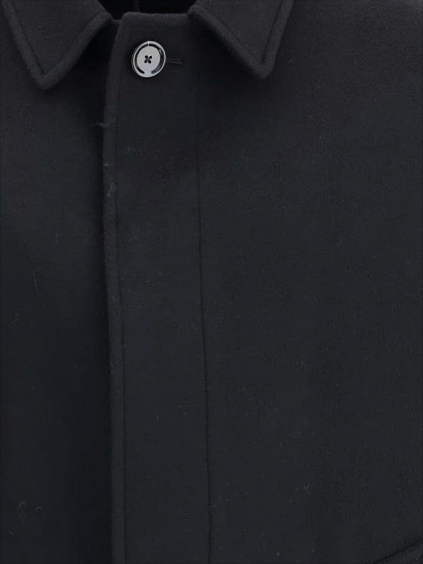 Lardini Wool Coat With Concealed Button Placket