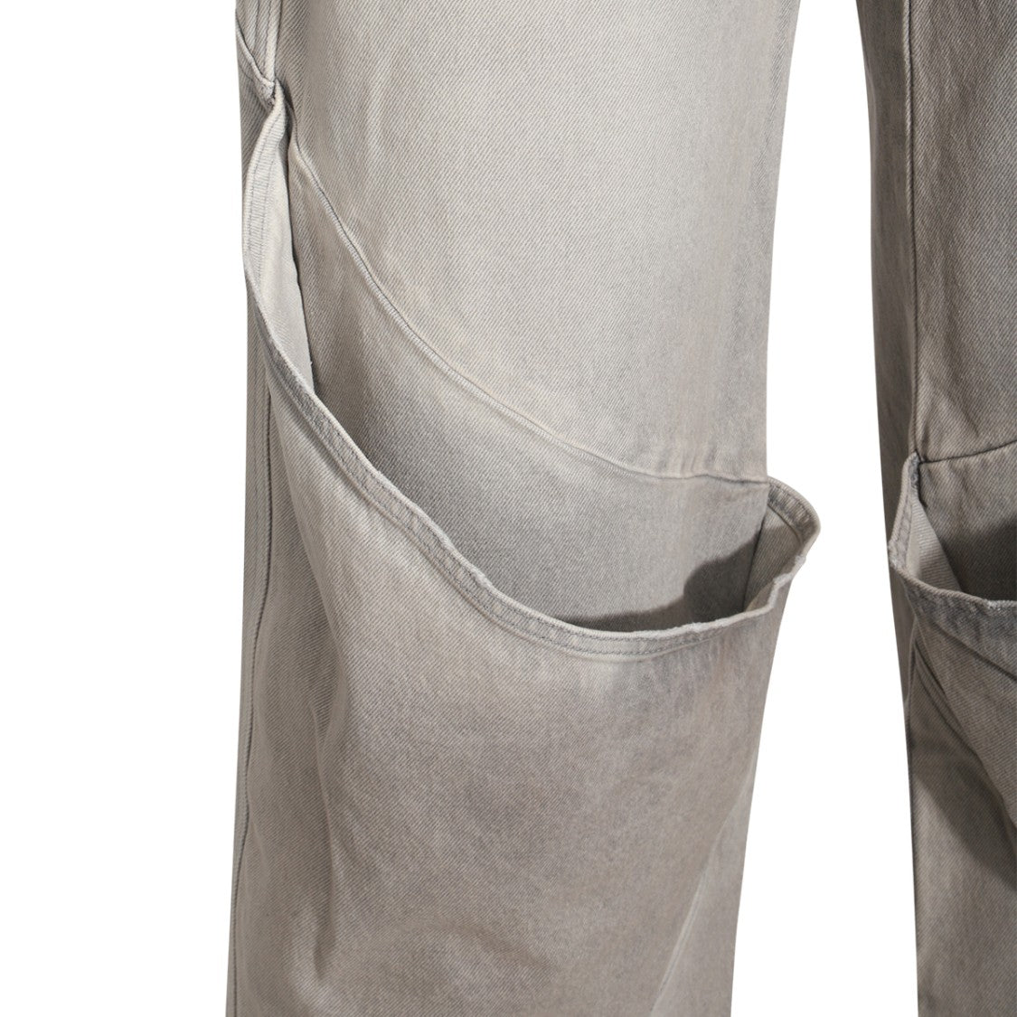 The Attico Relaxed Grey Denim Jeans With Modern Cut-Out Details