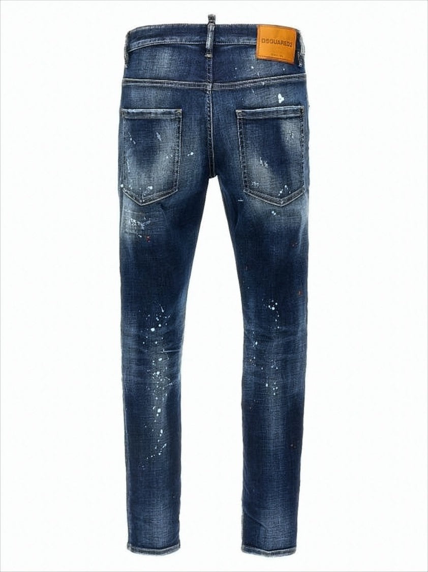 Dsquared2 Distressed Dark Blue Slim-Fit Denim Pants