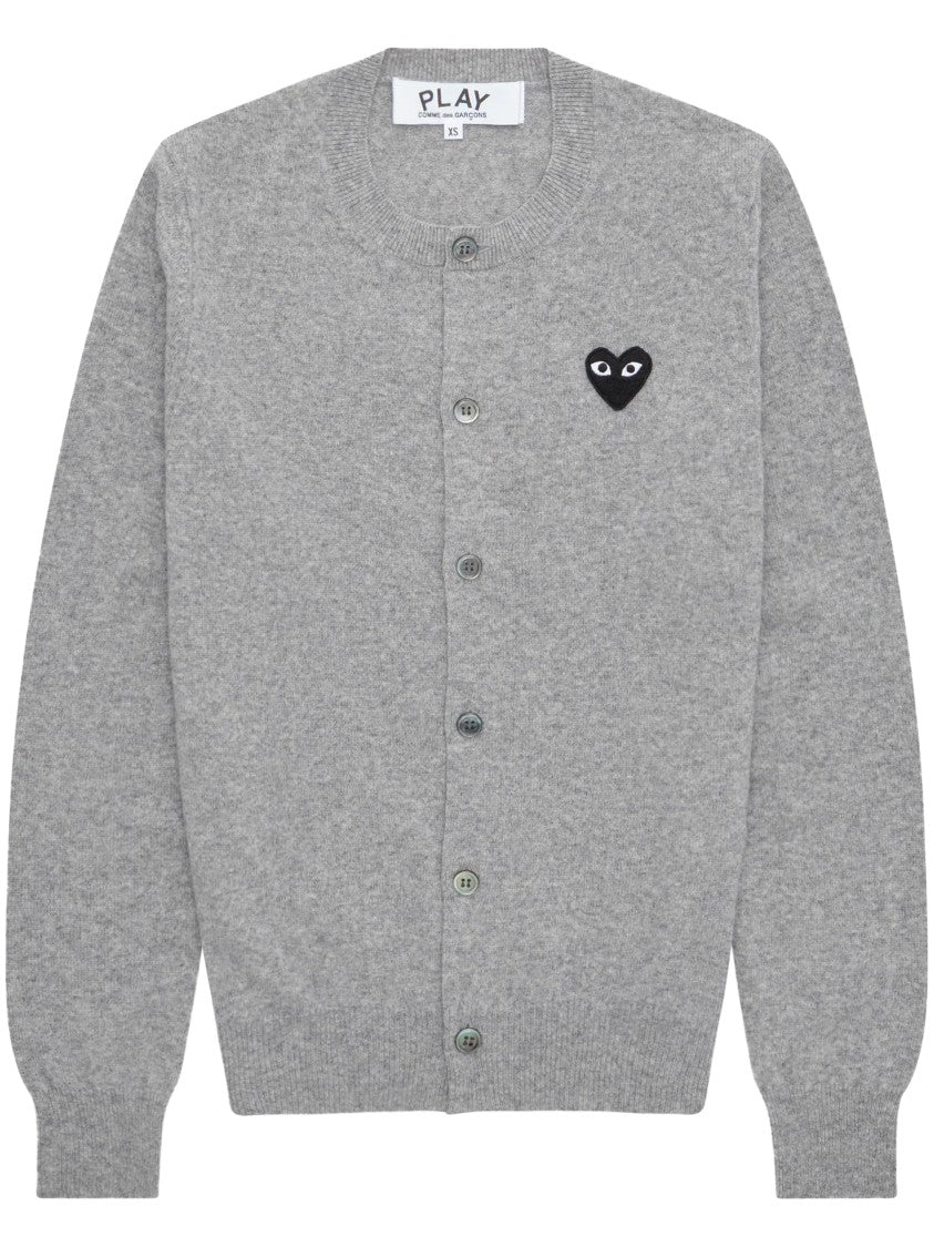 Comme Des Garçons Button-Up Cardigan Sweater With Embroidered Heart Emblem