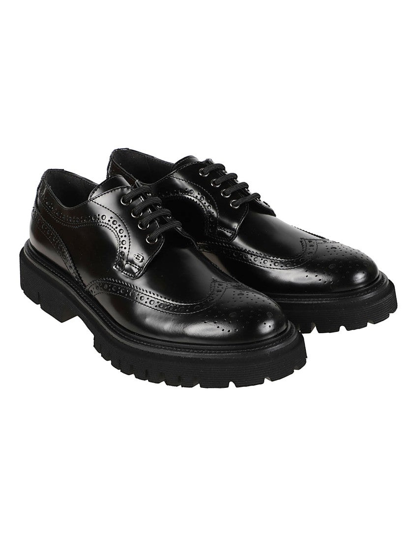 Baldinini Polished Calf Leather Brogue Derby Shoes