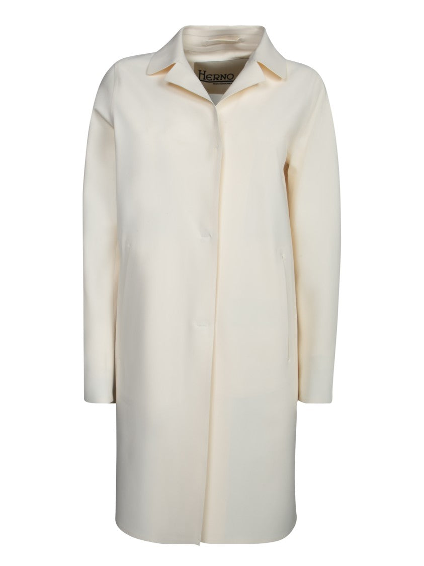 Herno Ivory Outerwear Coat With Classic Collar