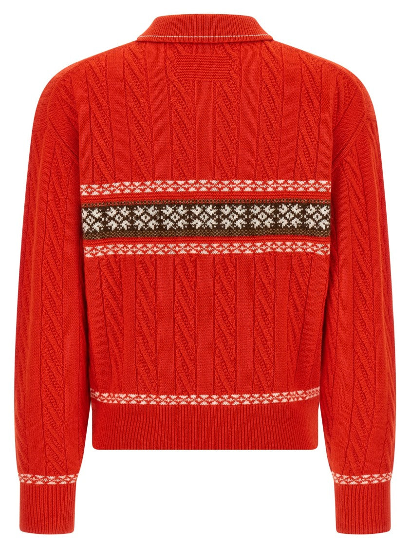 Guest In Residence Cable Collegiate Polo Sweater