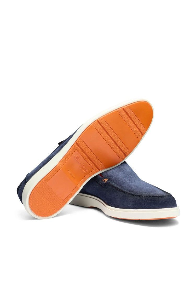 Santoni Suede Slip-On With Rubber Sole