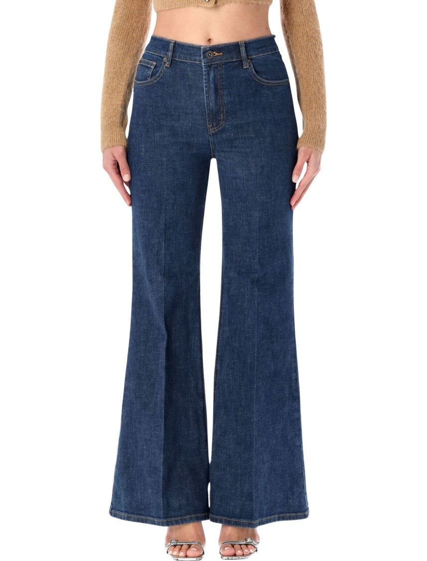 Self-Portrait High-Waisted Blue Fared Jeans