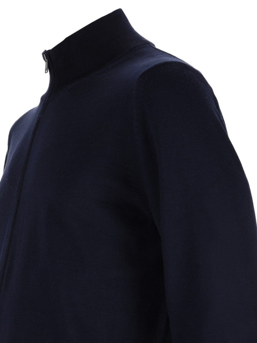 Boss H-Balonso Full-Zip Virgin Wool Ribbed Cardigan