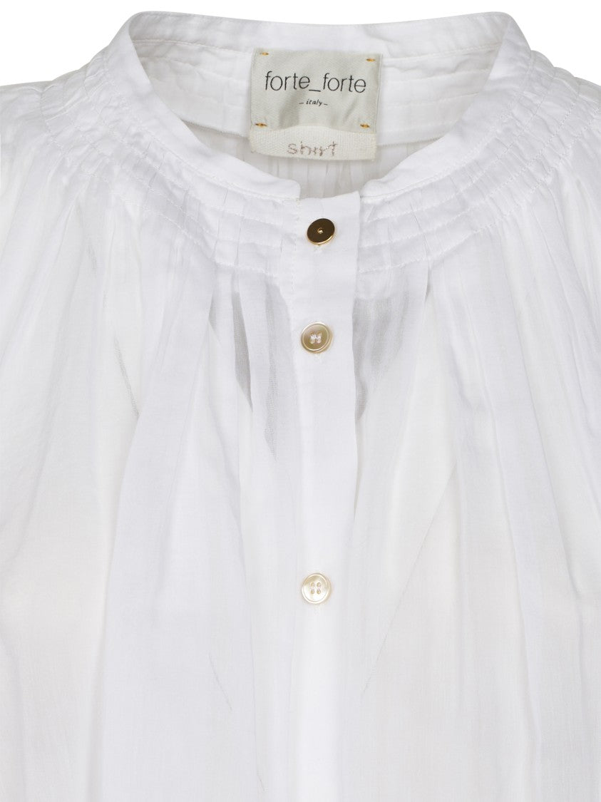 Forte Forte Sleeveless White Voile Shirt With Delicate Pleating