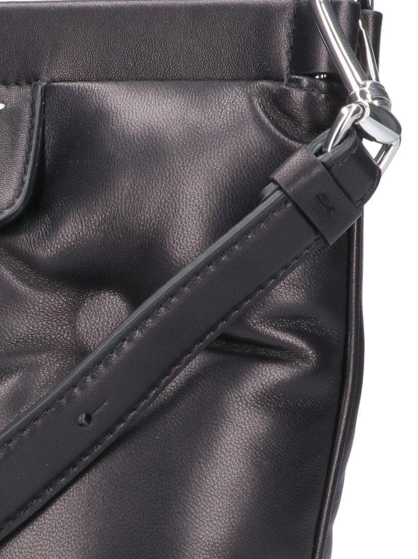 Maison Margiela Black Leather "Glam Slam Flat" Shoulder Bag