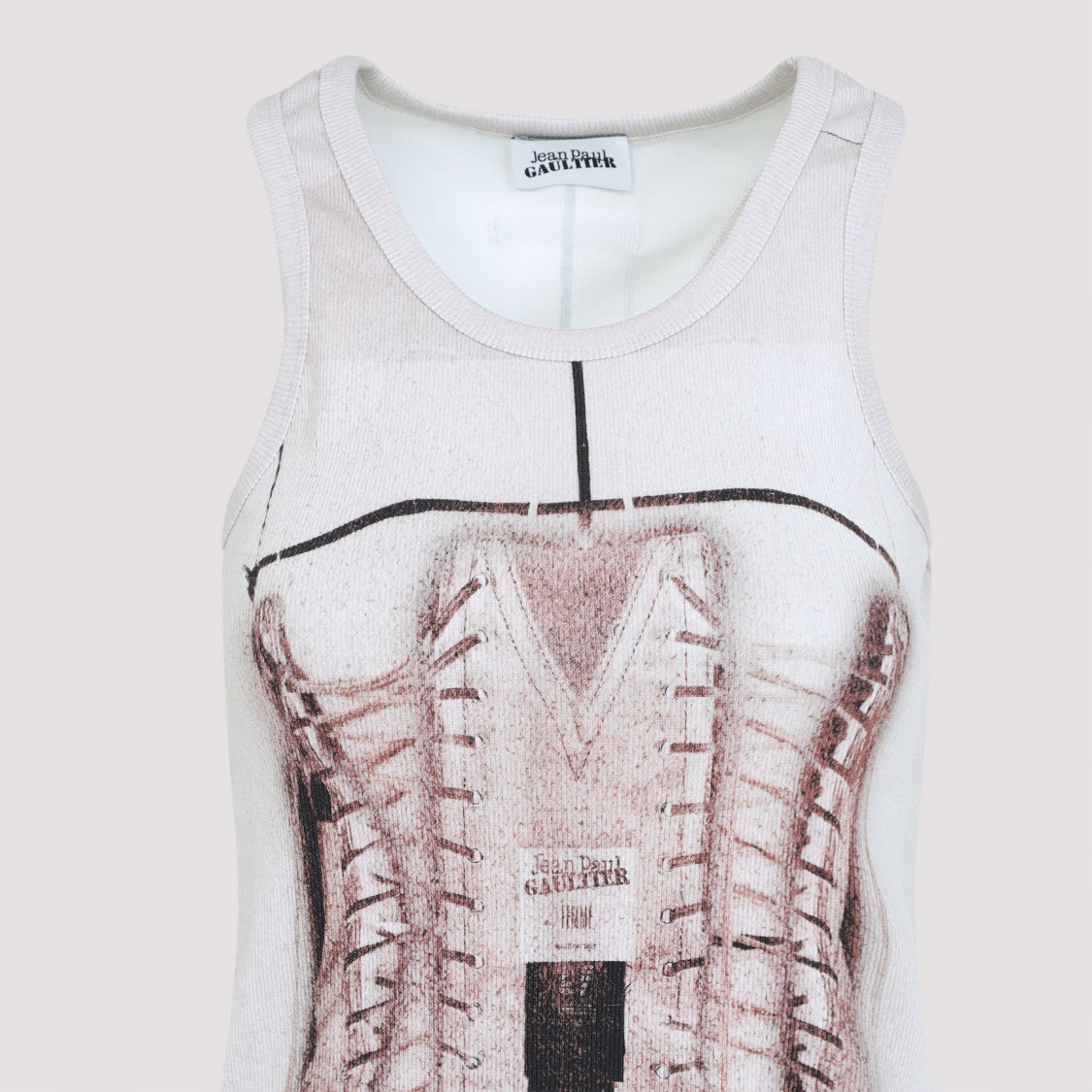 Jean Paul Gaultier Sleeveless Corset-Style Top In Neutral Fabric