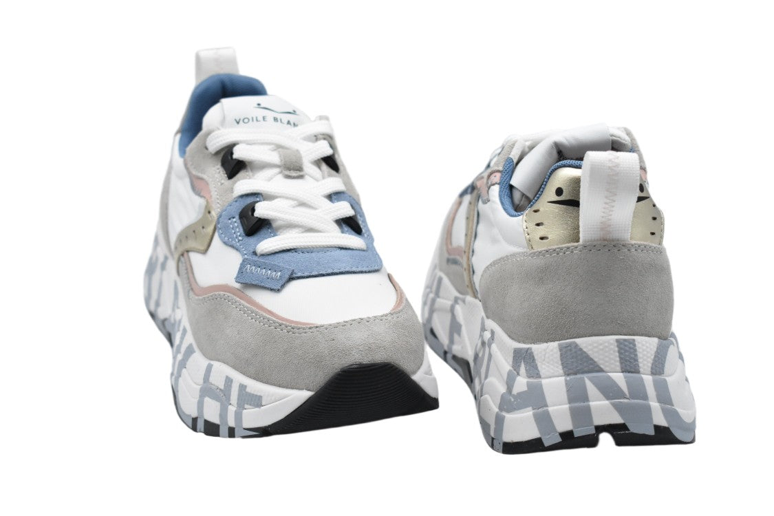 Voile Blanche Sand White Blue Laced Elegance Flat Shoes
