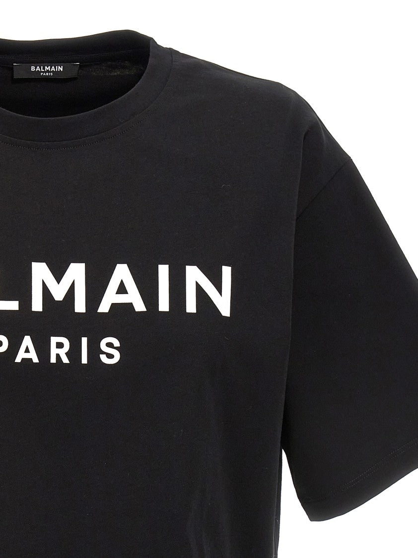 Balmain Cropped Black Crewneck T-Shirt