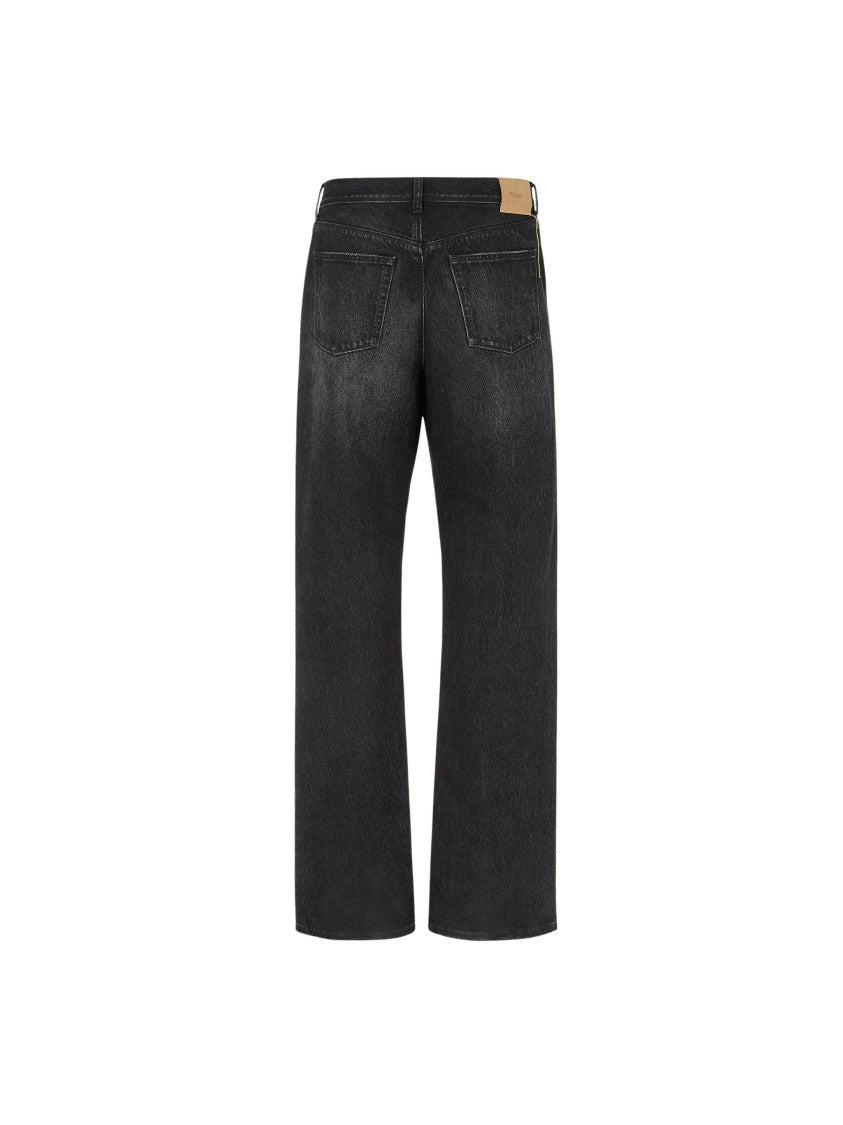 Fendi Regular-Fit Five-Pocket Black Denim Jeans