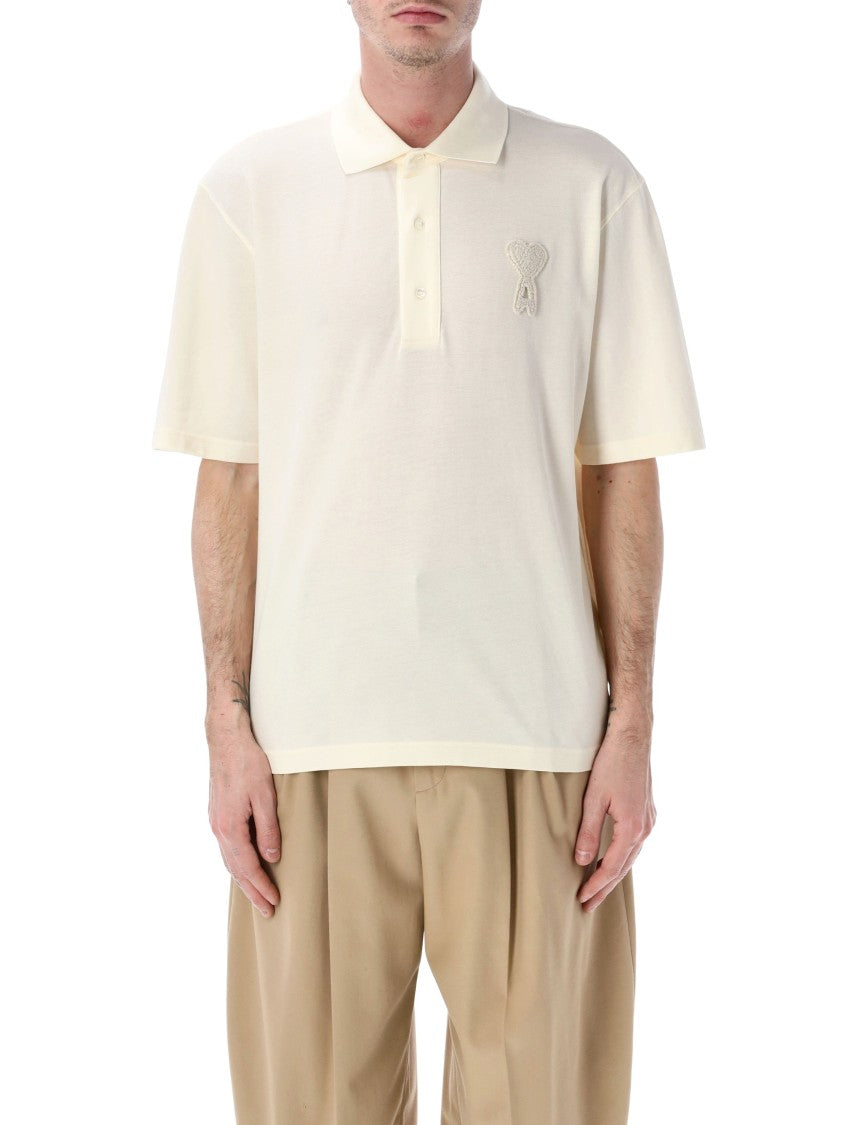 Ami Paris Ami De Coeur Cotton Pique Polo