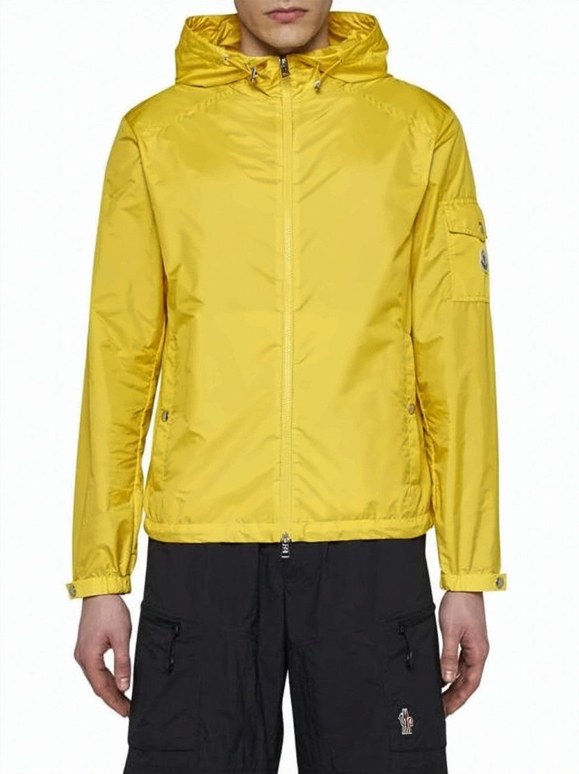 Moncler Lightweight Yellow Rain Jacket With Adjustable Hood