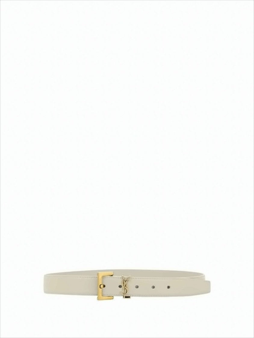 Saint Laurent Minimalist Calf Leather Belt With Gold-Tone Buckle