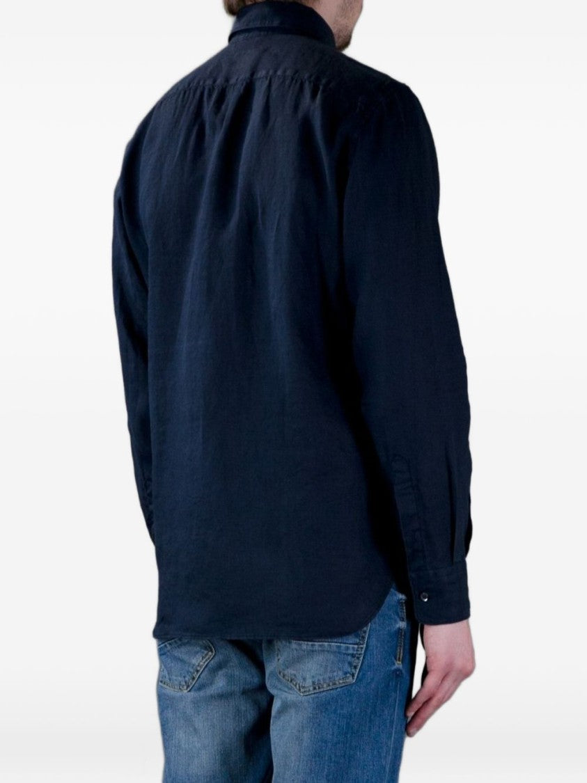 Aspesi Linen Long-Sleeved Shirt With Classic Collar