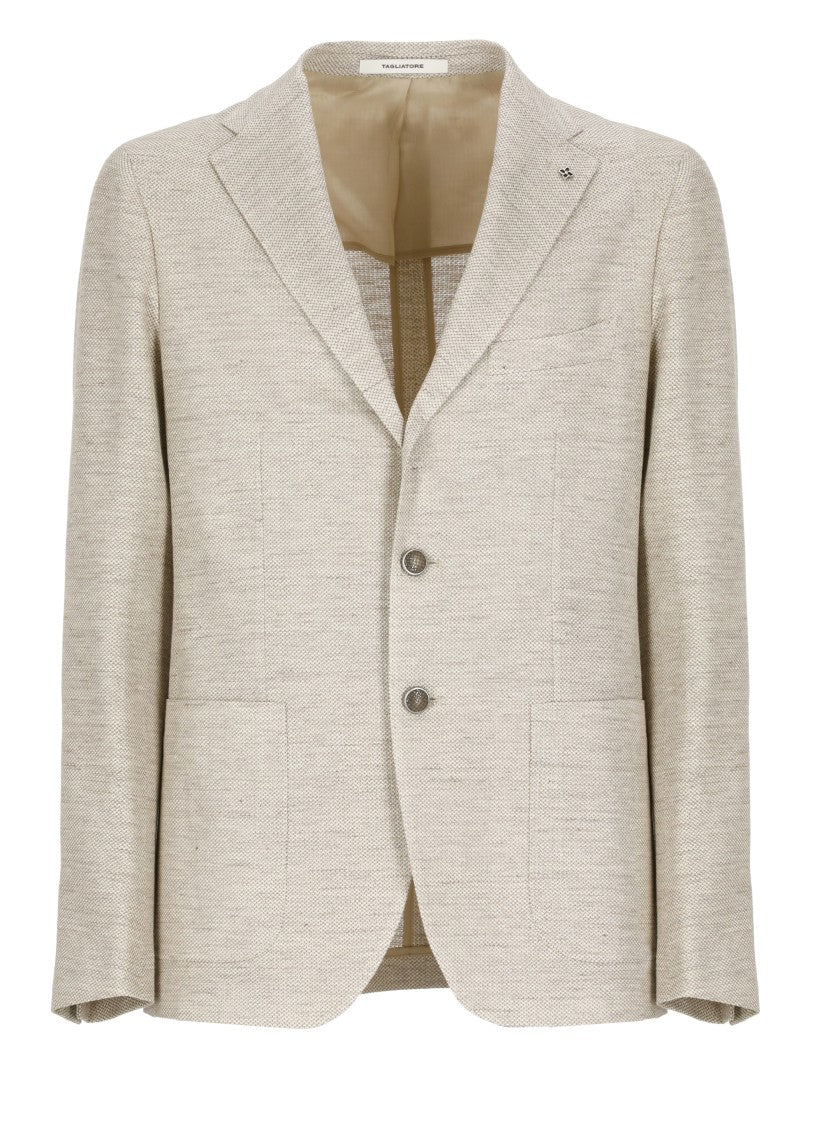 Tagliatore Beige Linen And Cotton Jacket
