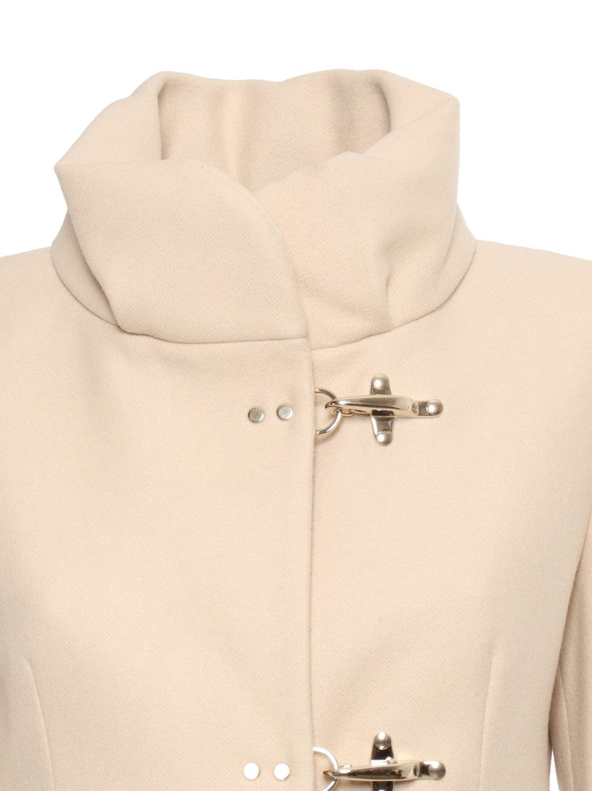 Fay Romantic Lined Ruched Collar Metallic Toggle Short Coat