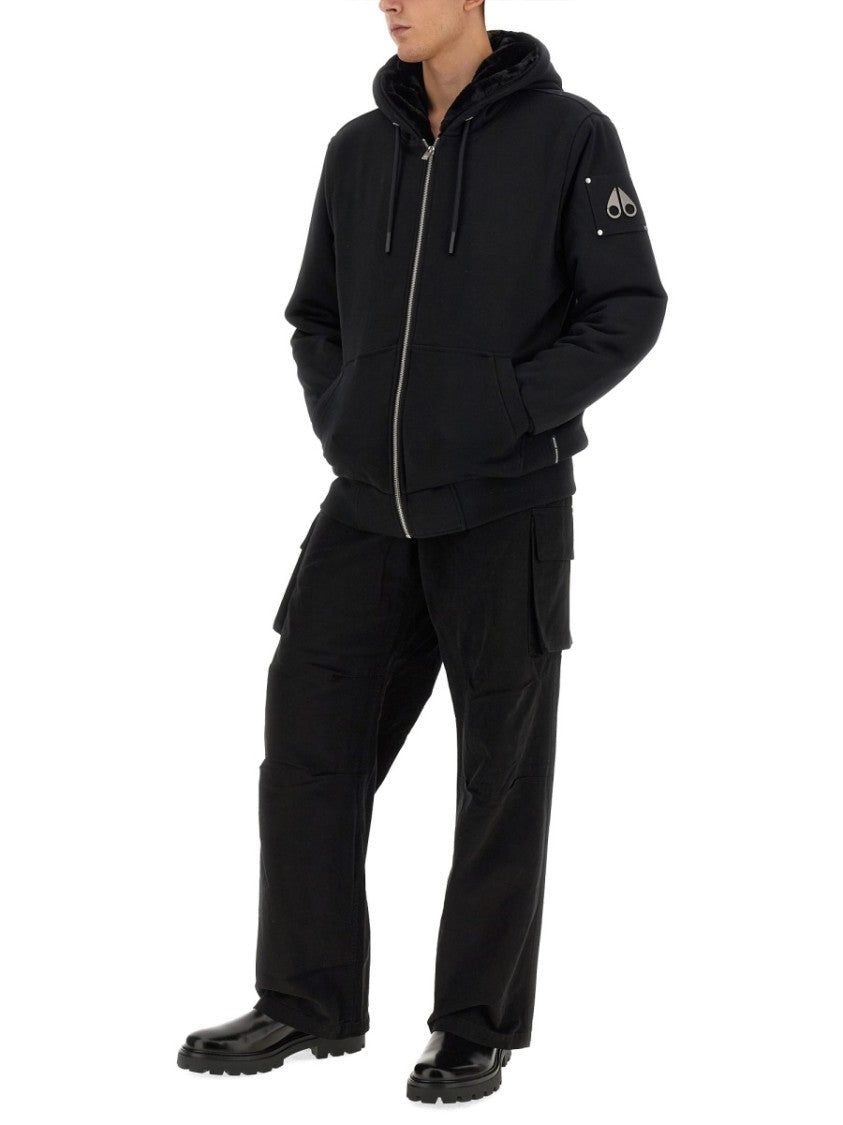 Moose Knuckles Zip-Up Hoodie With Ribbed Cuffs