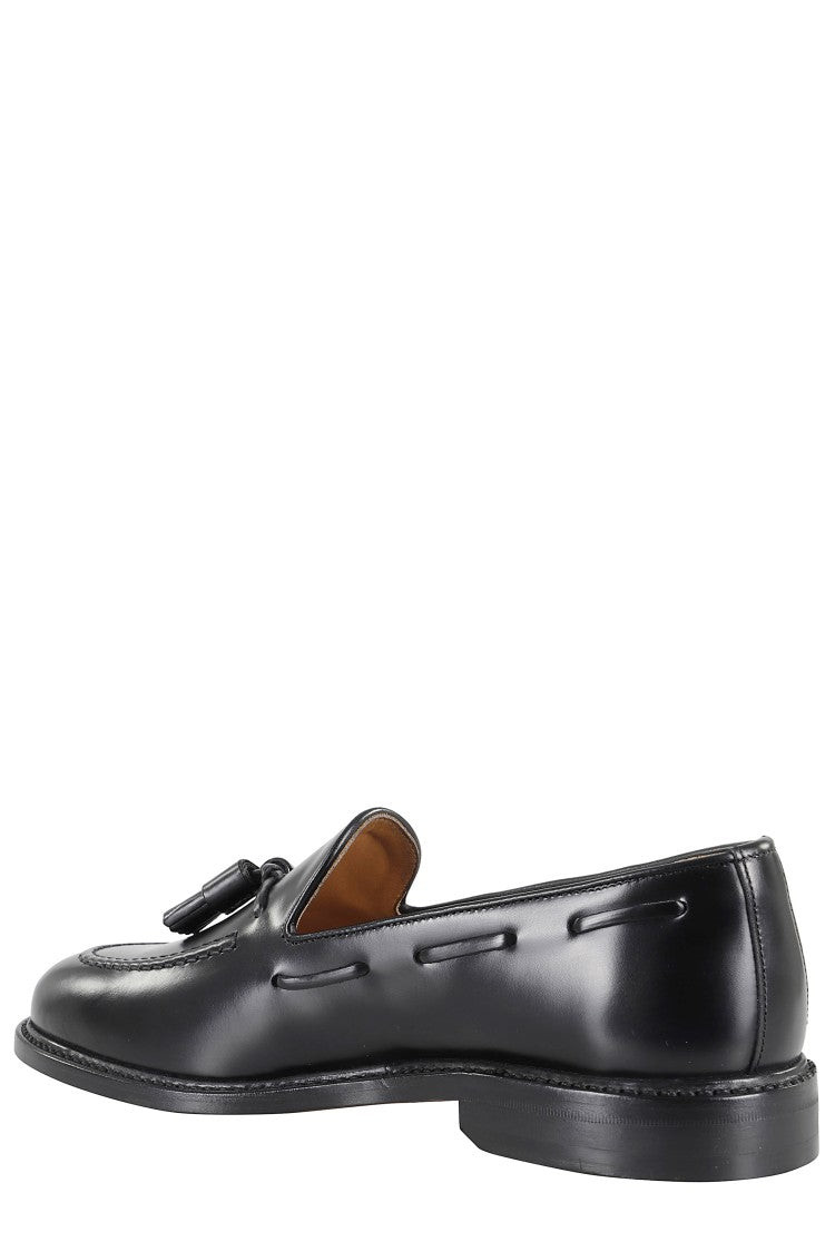 John Spencer Black Leather Moccasin With Decorative Tassels