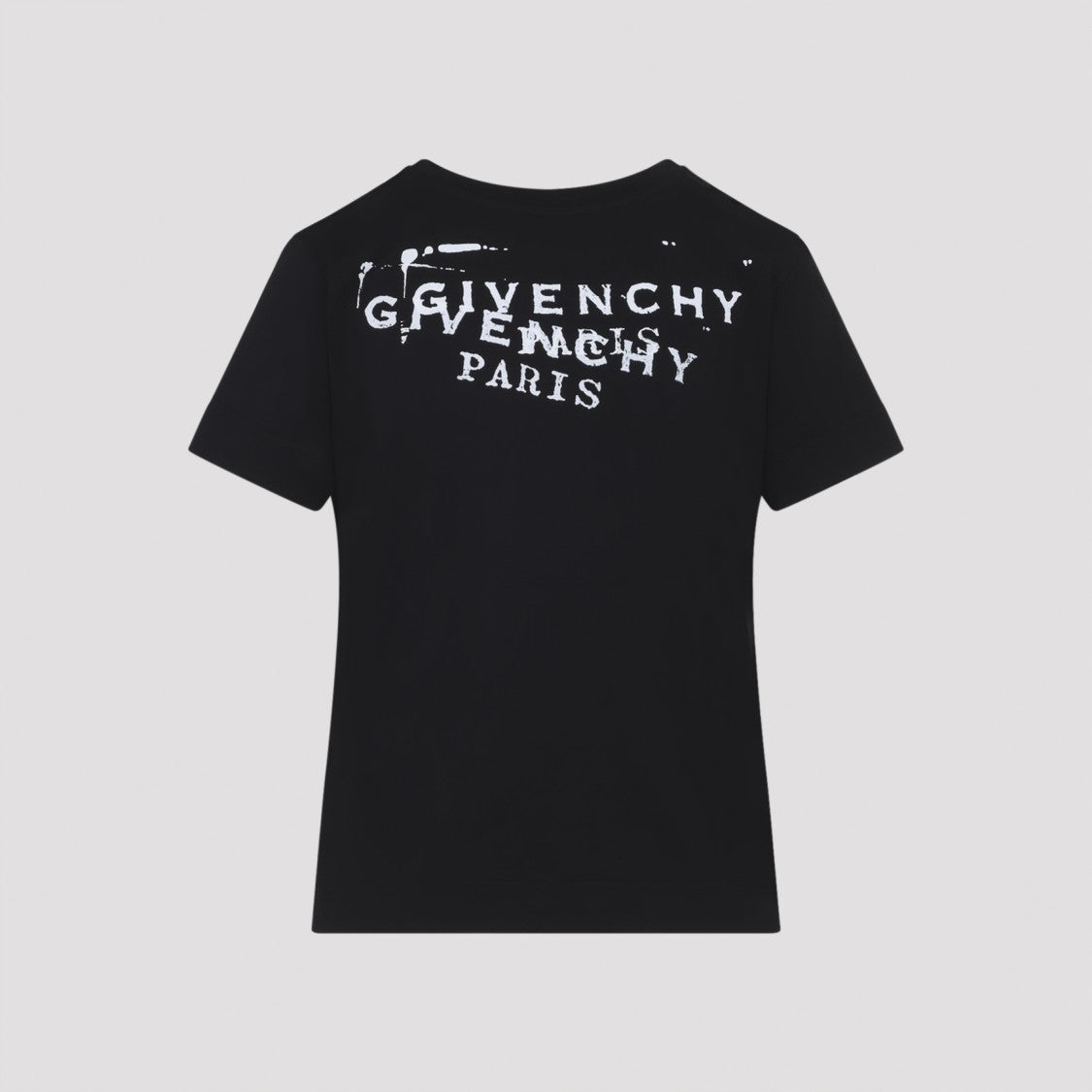 Givenchy Black Cotton T-Shirt With Ink-Effect Logo