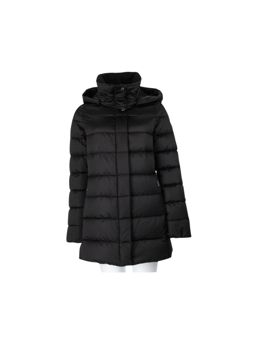 Moorer Delia Se3 Black Quilted Hooded Puffer Coat
