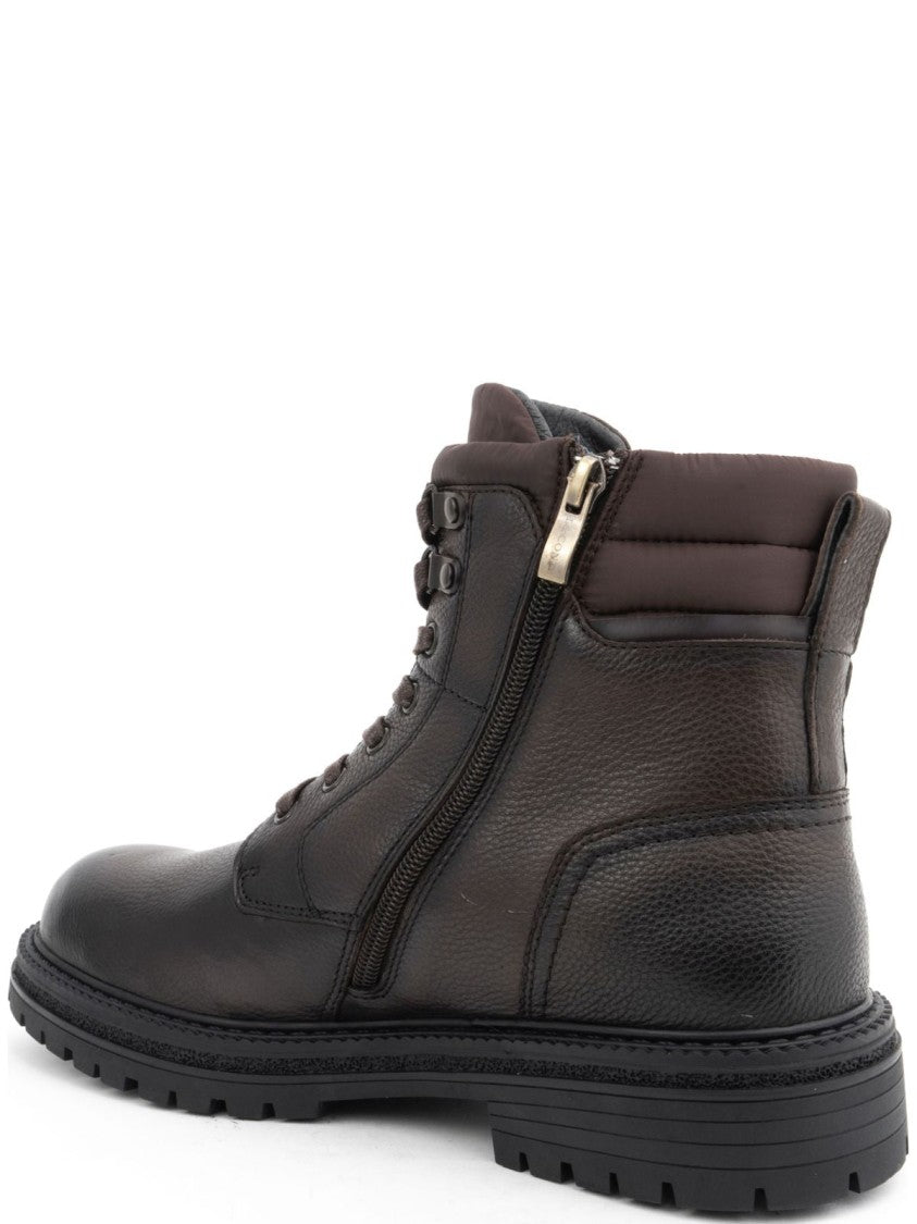 La Conte Rugged Leather Ankle Boots With Side Zipper