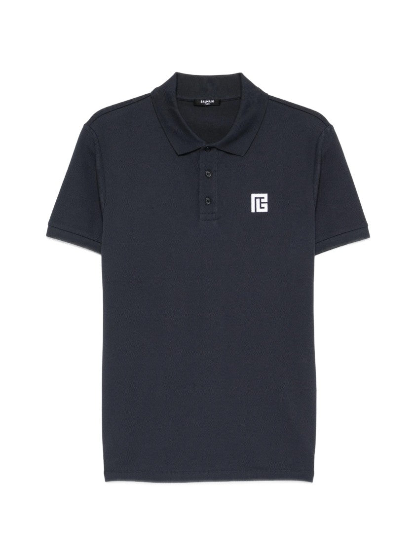 Balmain Blue Classic Short Sleeve Cotton Polo Shirt
