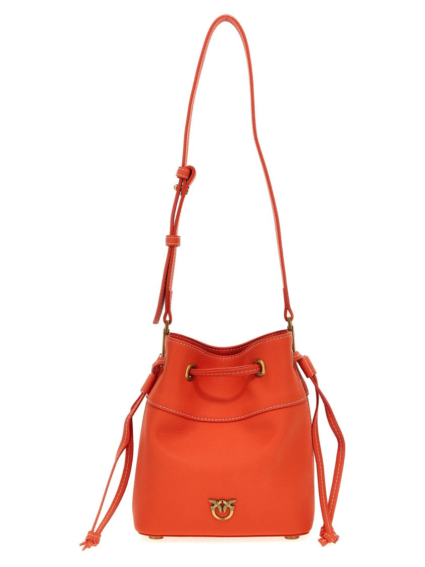 Pinko Textured Leather Mini Bucket Bag