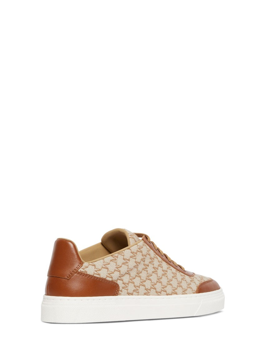 Max Mara Logo Jacquard Sneakers With Textured Fabric And Leather Accents