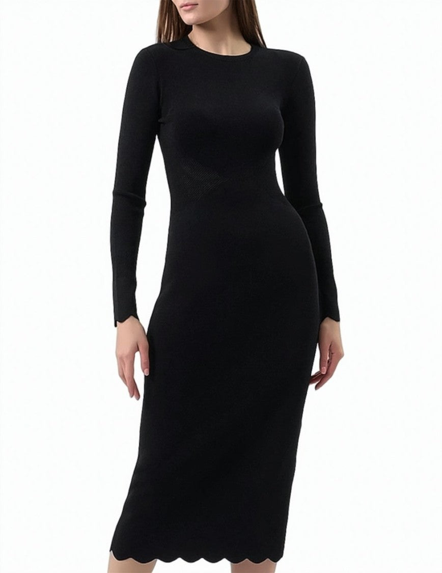 Twin-Set Viscose-Blend Scalloped Punched Longuette Dress