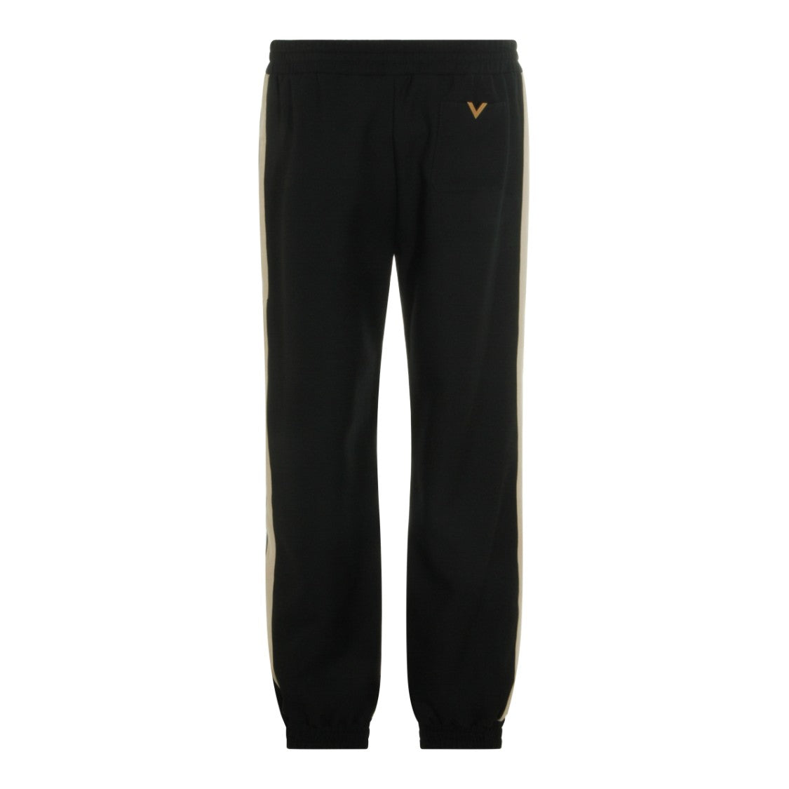 Valentino Black Trousers With Elasticated Waist And Ribbed Cuffs