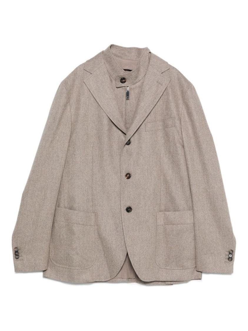 Incotex Tailored Grey Jacket With Stand Collar