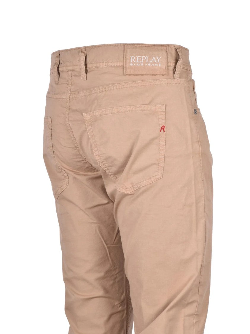Replay Beige Straight-Leg Trousers With Mid-Rise Waist And Versatile Fit