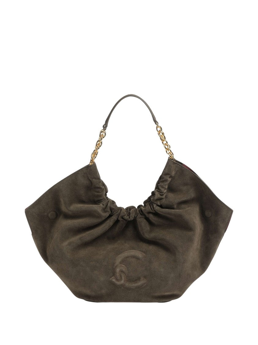 Coccinelle Medium Brushed Suede Handbag With Magnetic Closure And Gold-Tone Handles