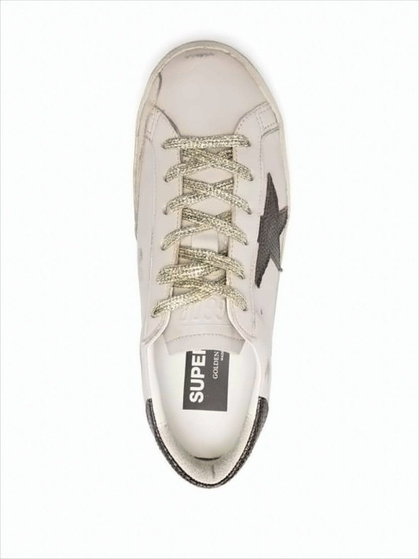 Golden Goose Distressed White Leather Sneakers With Textured Star