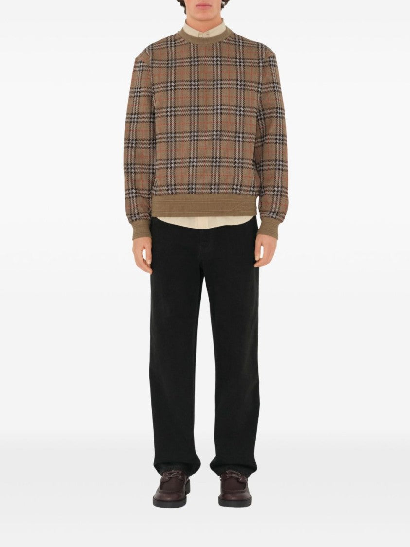 Burberry Check Pattern Sweatshirt With Embroidered Logo